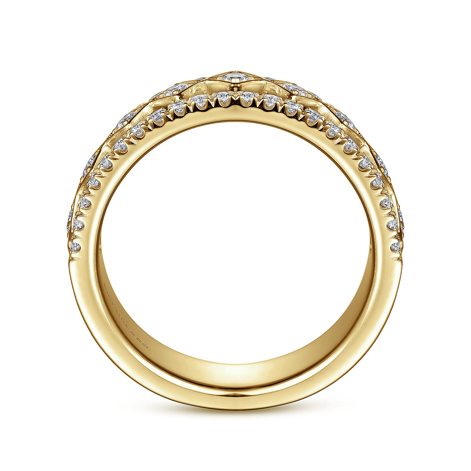 Fancy Wedding Ring in 14k Yellow Gold with Round Natural Diamond at Gabriel & Co. - Shot 2