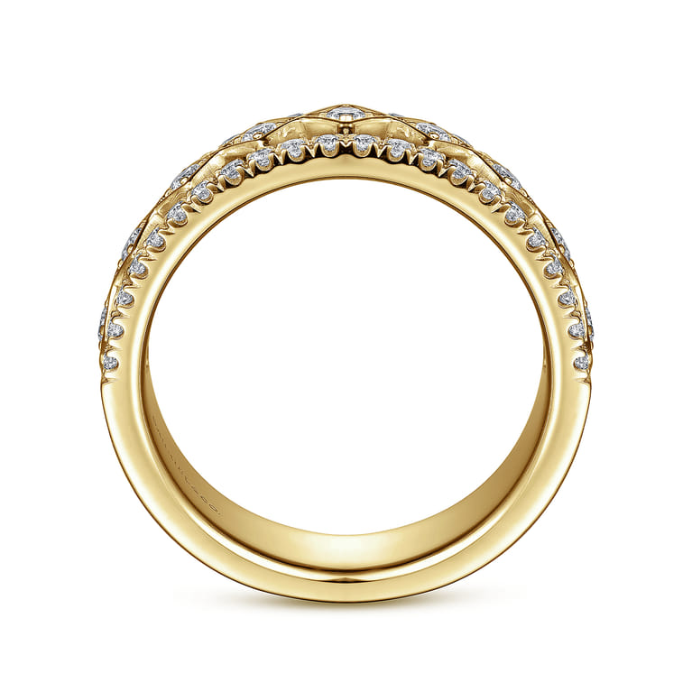 Fancy Wedding Ring in 14k Yellow Gold with Round Natural Diamond at Gabriel & Co. - Shot 2