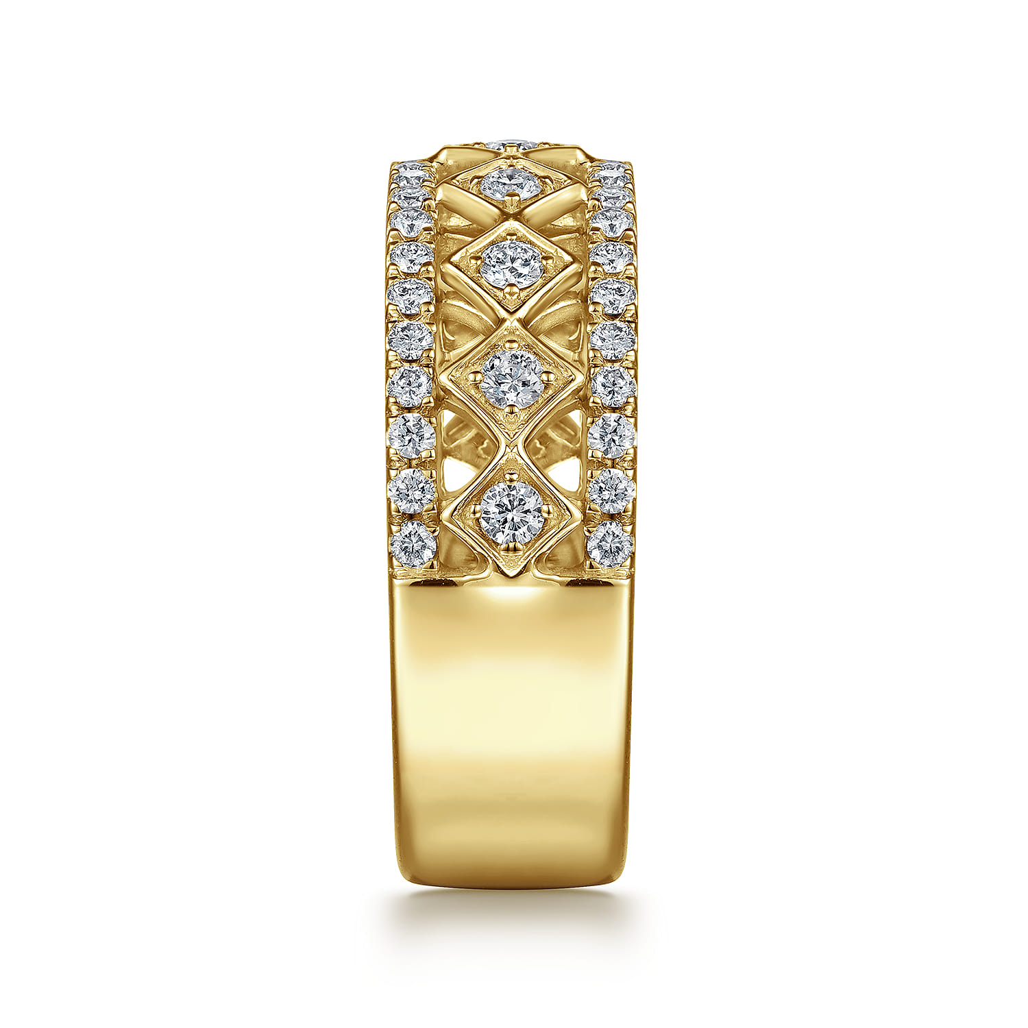 Fancy Wedding Ring in 14k Yellow Gold with Round Natural Diamond at Gabriel & Co. - Shot 4