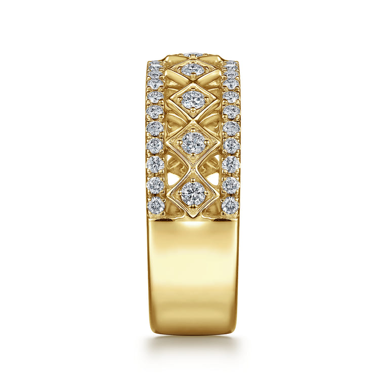 Fancy Wedding Ring in 14k Yellow Gold with Round Natural Diamond at Gabriel & Co. - Shot 4