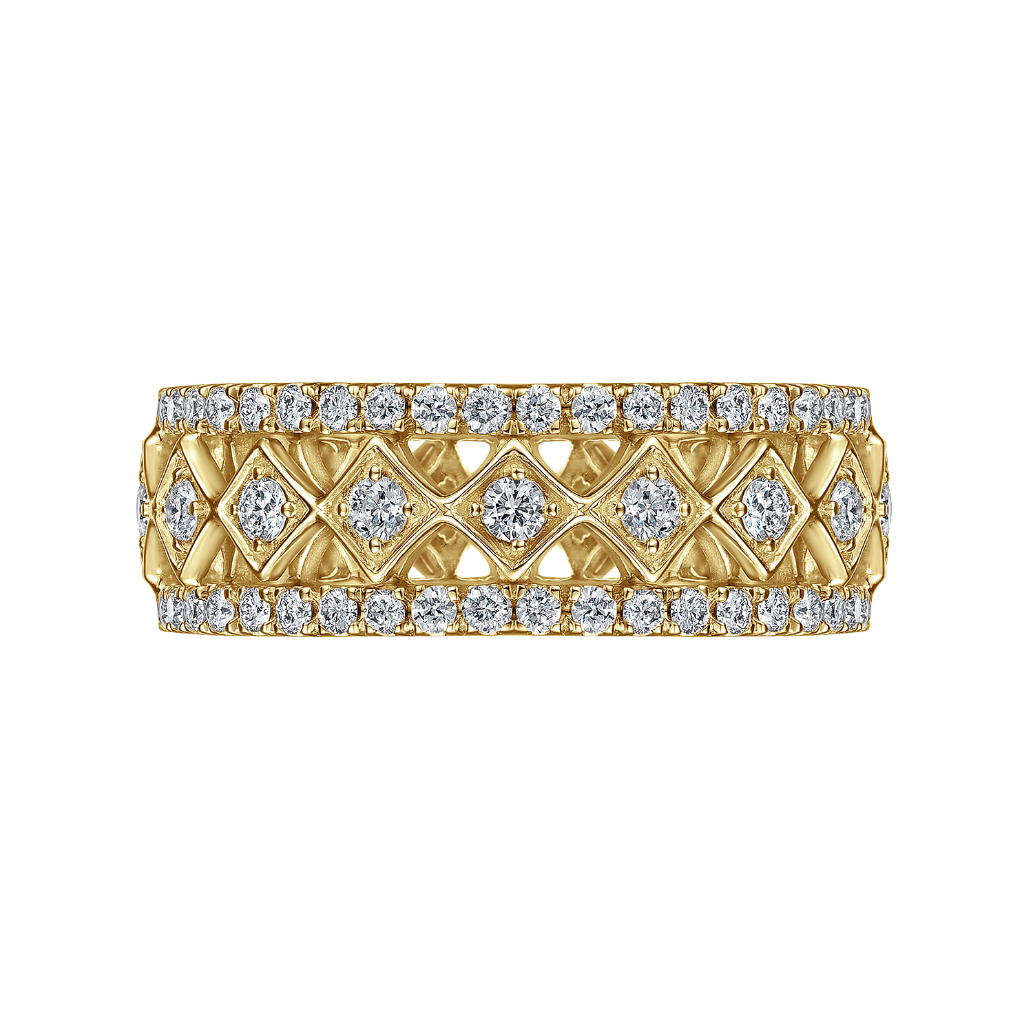 Fancy Wedding Ring in 14k Yellow Gold with Round Natural Diamond at Gabriel & Co. - Shot 5