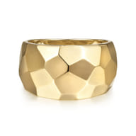 Wide 14K Yellow Gold Hammered Ring