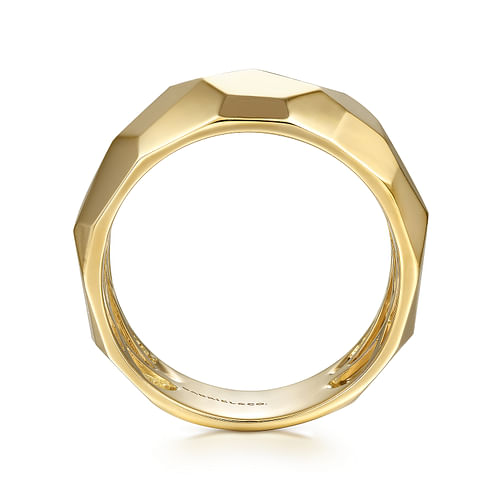 Wide 14K Yellow Gold Hammered Ring - Shot 2