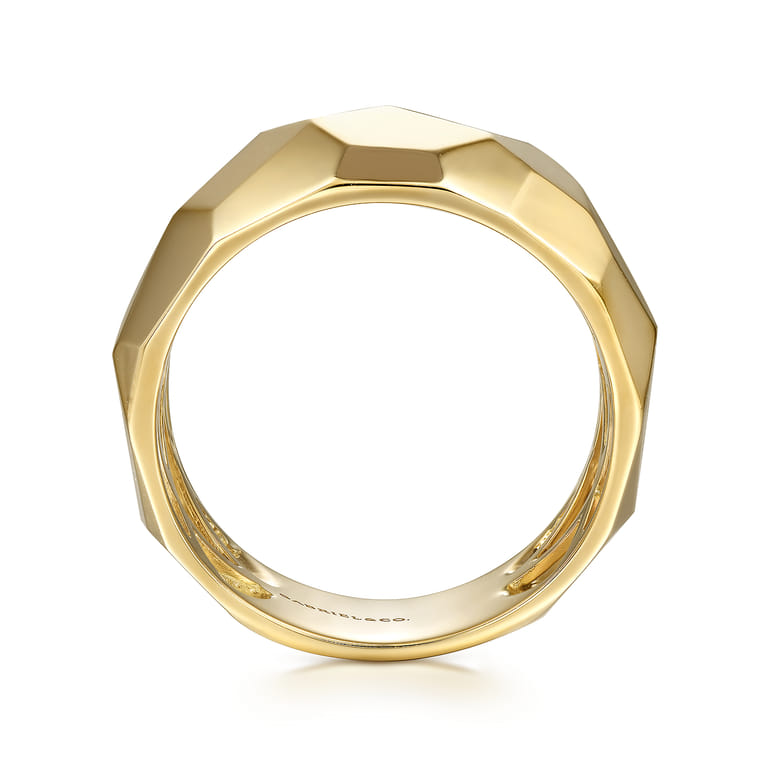 Wide 14K Yellow Gold Hammered Ring - Shot 2