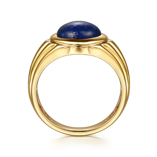 Wide 14K Yellow Gold Lapis Mens Ring in High Polished Finish | Shop 14k ...