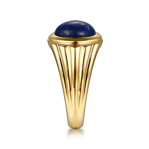 Wide 14K Yellow Gold Lapis Mens Ring in High Polished Finish | Shop 14k ...