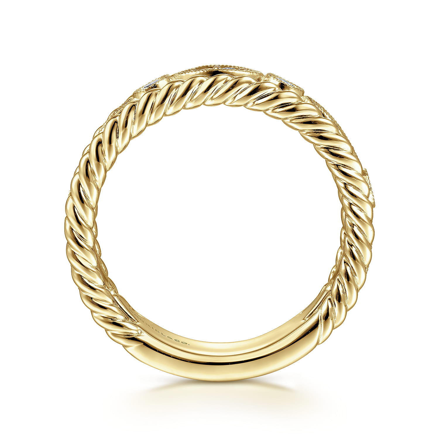 Fancy Wedding Ring in 14k Yellow Gold with Round Natural Diamond at Gabriel & Co. - Shot 2