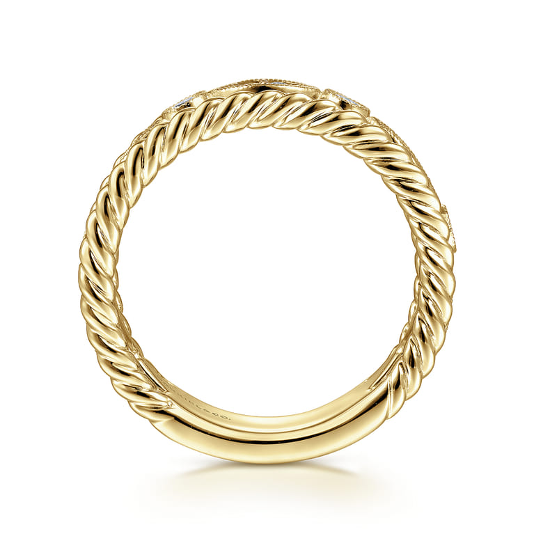 Fancy Wedding Ring in 14k Yellow Gold with Round Natural Diamond at Gabriel & Co. - Shot 2