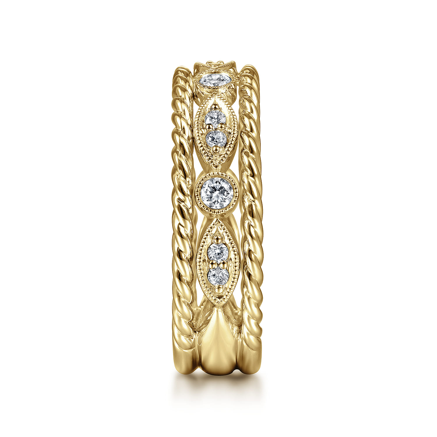 Fancy Wedding Ring in 14k Yellow Gold with Round Natural Diamond at Gabriel & Co. - Shot 4