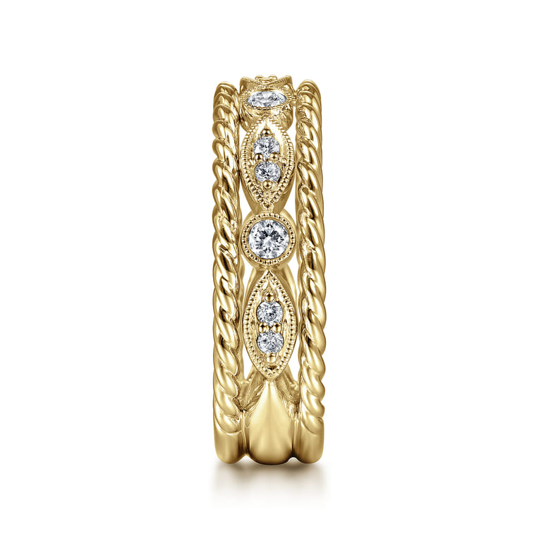 Fancy Wedding Ring in 14k Yellow Gold with Round Natural Diamond at Gabriel & Co. - Shot 4