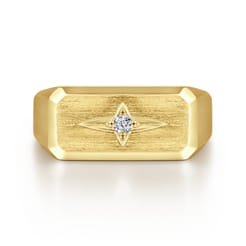 Wide 14K Yellow Gold North Star Ring in Satin Finish