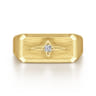 Wide 14K Yellow Gold North Star Ring in Satin Finish - 0.06 ct