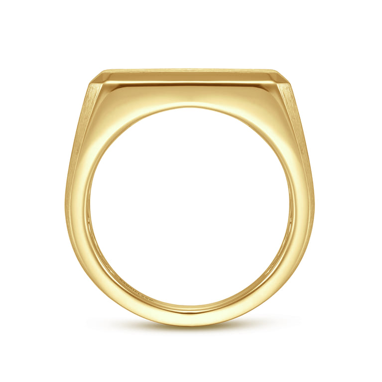Wide 14K Yellow Gold North Star Ring in Satin Finish - 0.06 ct - Shot 2