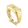 Wide 14K Yellow Gold North Star Ring in Satin Finish - 0.06 ct