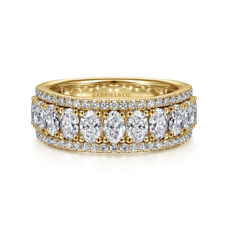 Fancy Wedding Ring in 14k Yellow Gold with Oval Natural Diamond at Gabriel & Co. - Shot 1