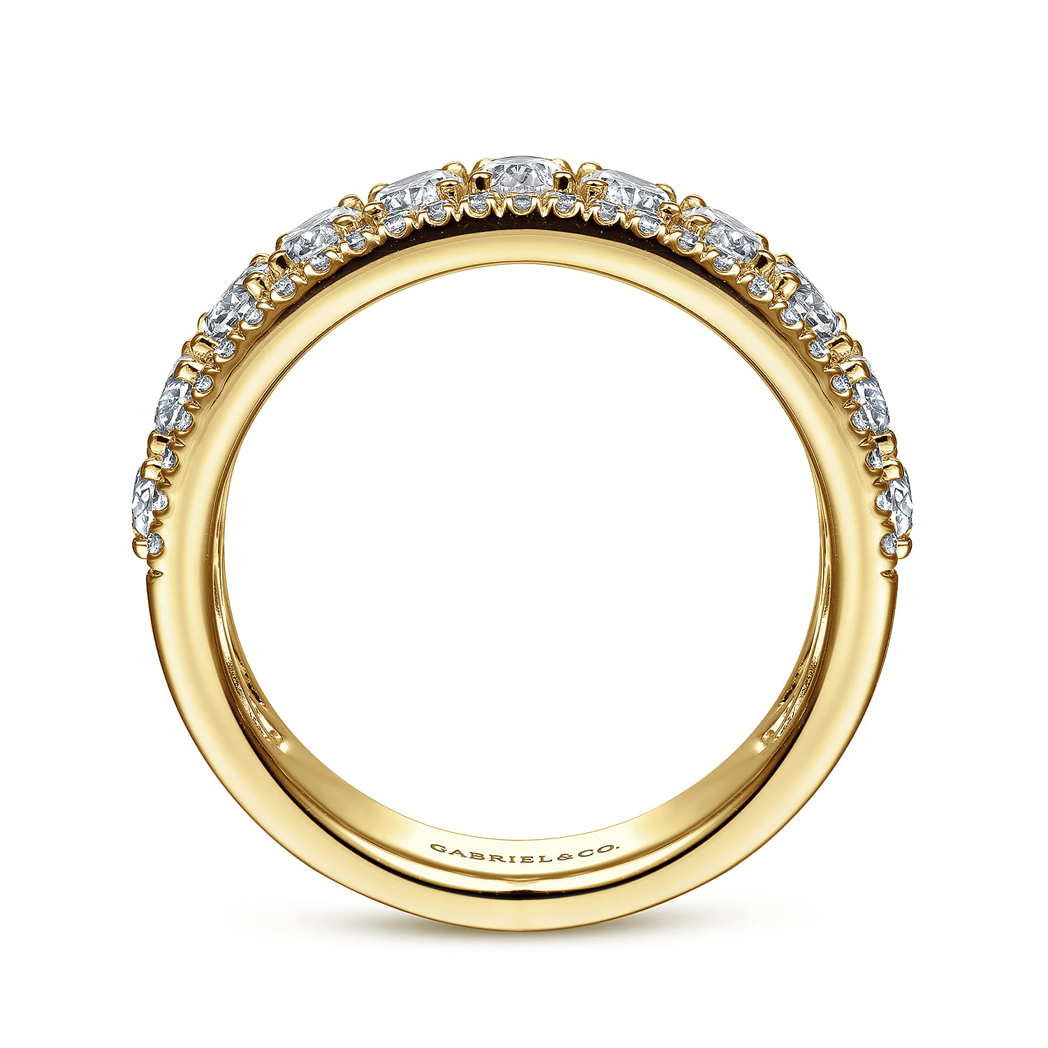 Fancy Wedding Ring in 14k Yellow Gold with Oval Natural Diamond at Gabriel & Co. - Shot 2