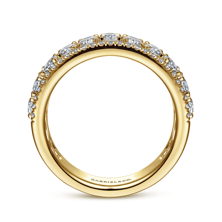 Fancy Wedding Ring in 14k Yellow Gold with Oval Natural Diamond at Gabriel & Co. - Shot 2