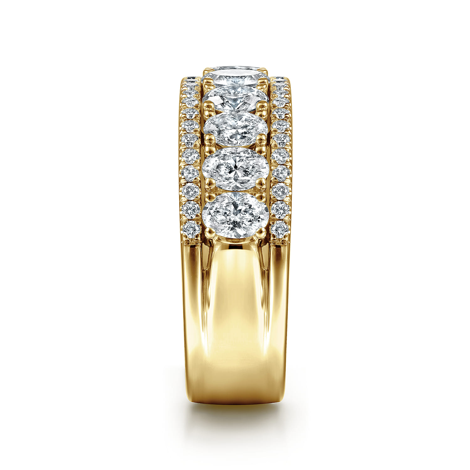 Fancy Wedding Ring in 14k Yellow Gold with Oval Natural Diamond at Gabriel & Co. - Shot 4