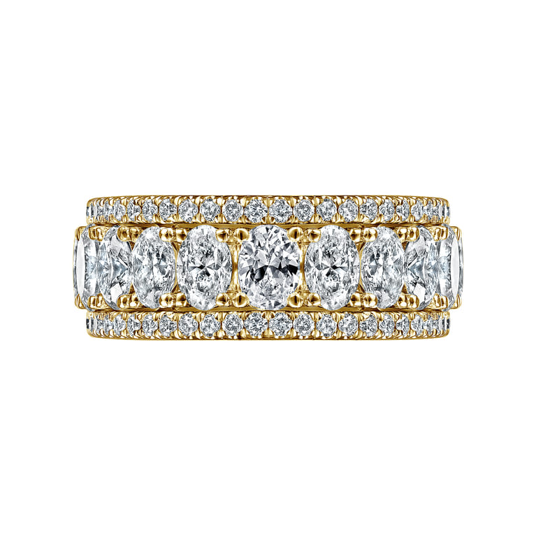 Fancy Wedding Ring in 14k Yellow Gold with Oval Natural Diamond at Gabriel & Co. - Shot 5