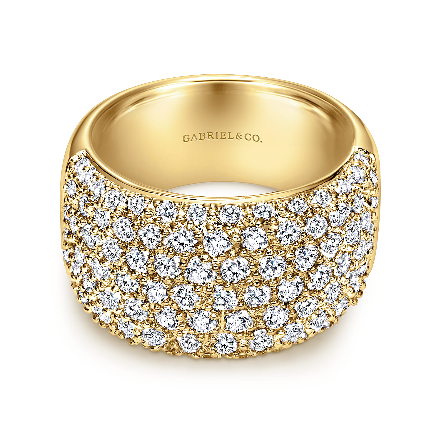 Fancy Wedding Ring in 14k Yellow Gold with Round Natural Diamond at Gabriel & Co. - Shot 1