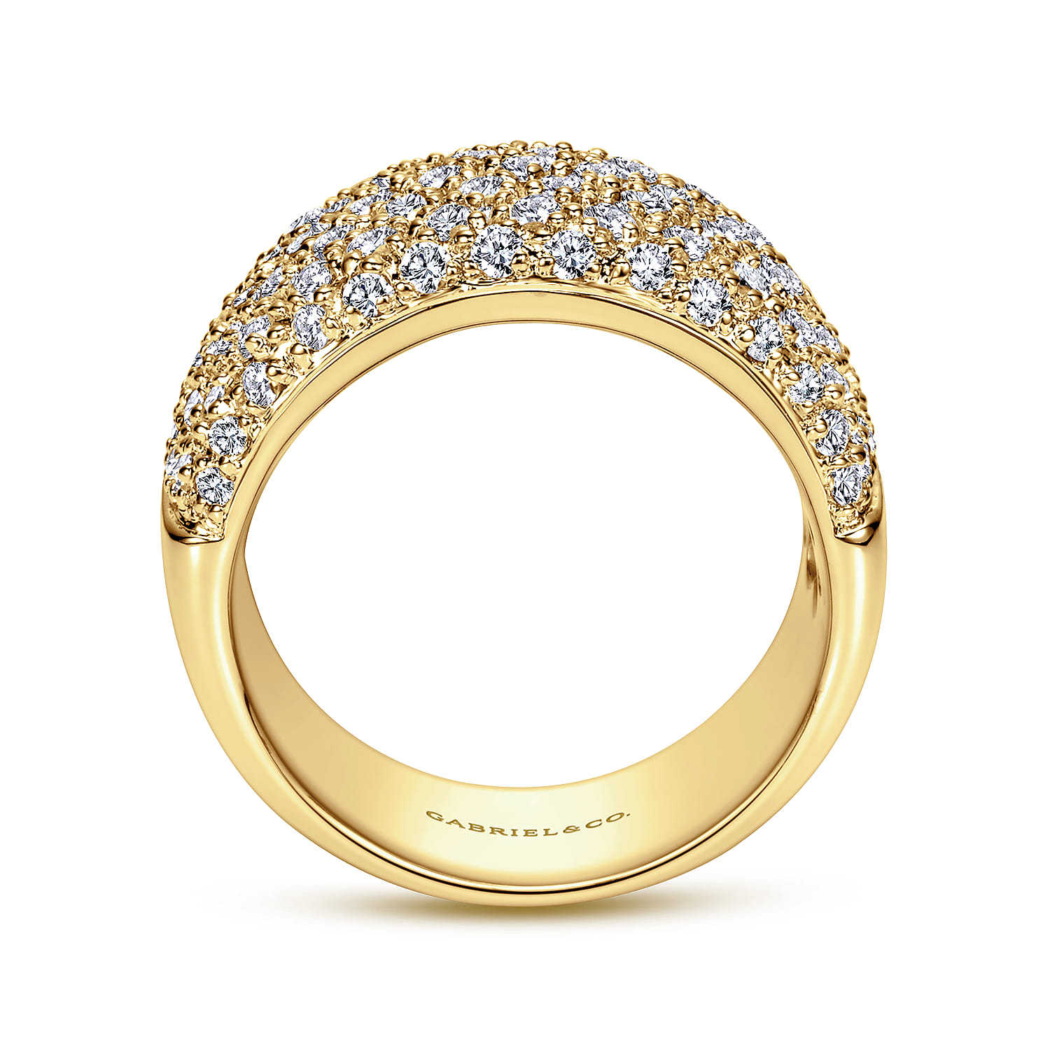 Fancy Wedding Ring in 14k Yellow Gold with Round Natural Diamond at Gabriel & Co. - Shot 2