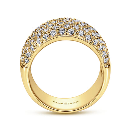 Wide 14K Yellow Gold Pave Diamond Anniversary Band