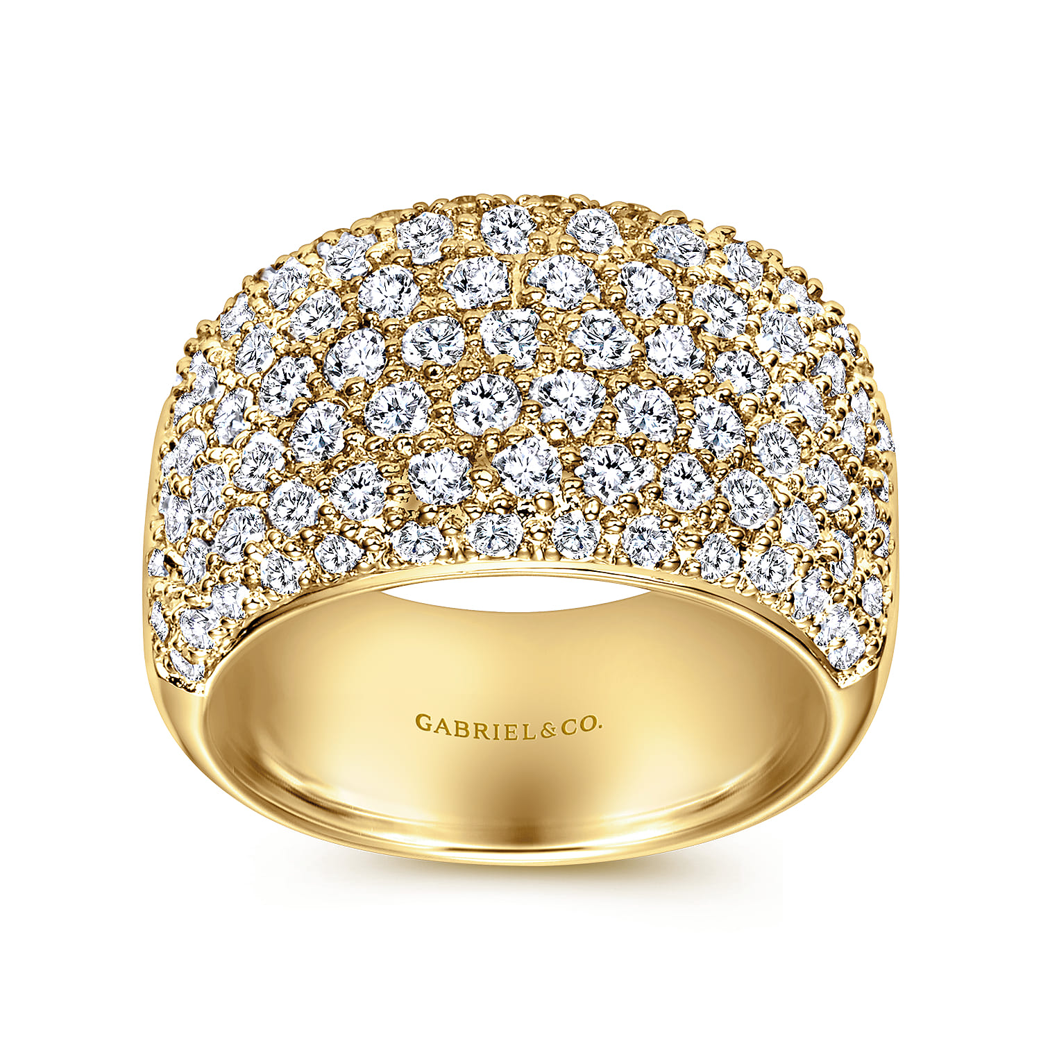 Fancy Wedding Ring in 14k Yellow Gold with Round Natural Diamond at Gabriel & Co. - Shot 4