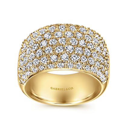 Wide 14K Yellow Gold Pave Diamond Anniversary Band