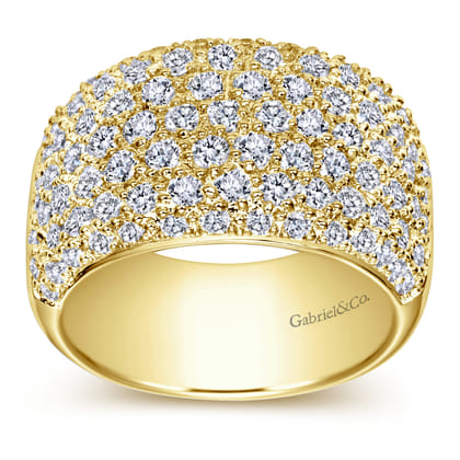 Wide 14K Yellow Gold Pave Diamond Anniversary Band