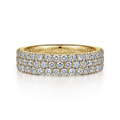 Wide 14K Yellow Gold Prong Set Diamond Anniversary Band