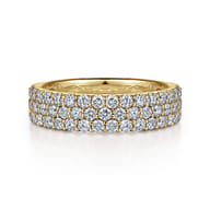 Wide 14K Yellow Gold Prong Set Diamond Anniversary Band