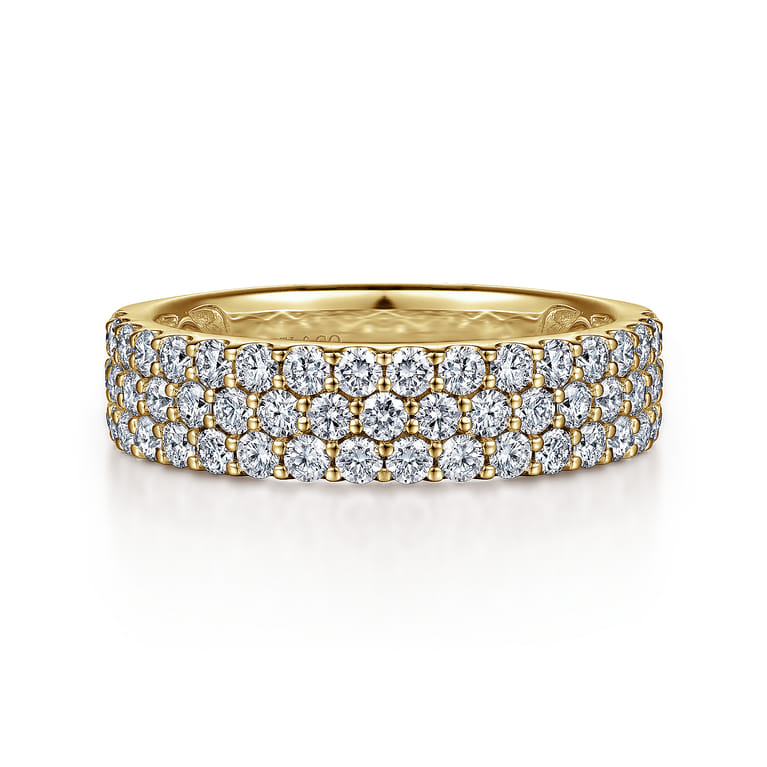 Fancy Wedding Ring in 14k Yellow Gold with Round Natural Diamond at Gabriel & Co. - Shot 1