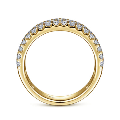 Wide 14K Yellow Gold Prong Set Diamond Anniversary Band