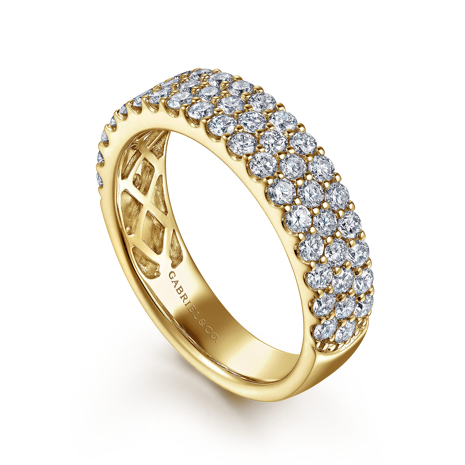Fancy Wedding Ring in 14k Yellow Gold with Round Natural Diamond at Gabriel & Co. - Shot 3