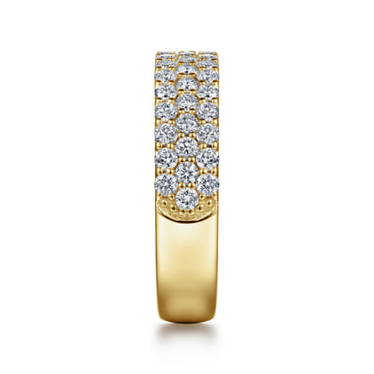 Wide 14K Yellow Gold Prong Set Diamond Anniversary Band