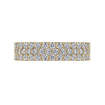 Wide 14K Yellow Gold Prong Set Diamond Anniversary Band