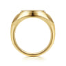Wide 14K Yellow Gold Round Signet Ring in High Polished Finish