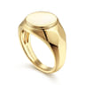 Wide 14K Yellow Gold Round Signet Ring in High Polished Finish