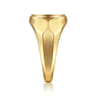Wide 14K Yellow Gold Round Signet Ring in High Polished Finish