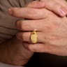 Wide 14K Yellow Gold Round Signet Ring in High Polished Finish