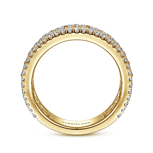 Wide 14K Yellow Gold Round and Baguette Diamond Anniversary Band - 1.15 ct - Shot 2