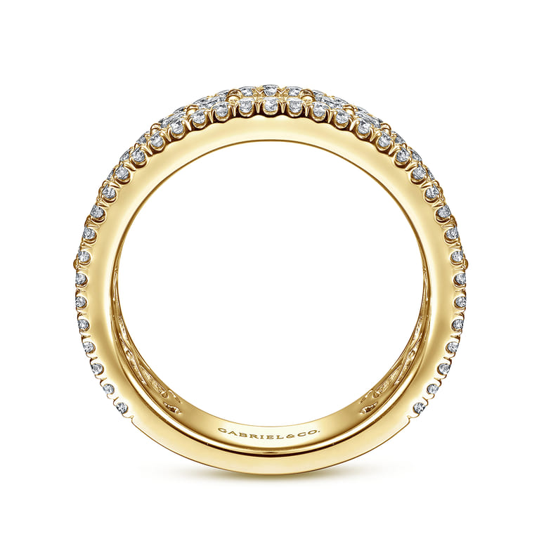 Fancy Wedding Ring in 14k Yellow Gold with Baguette Natural Diamond at Gabriel & Co. - Shot 2