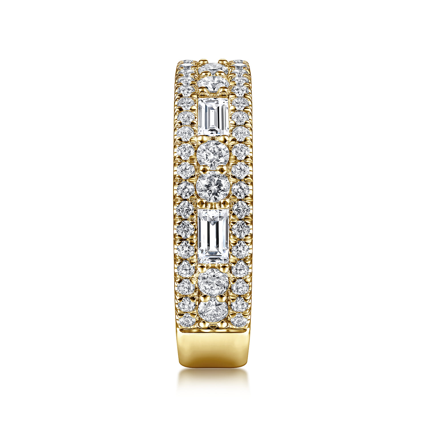 Fancy Wedding Ring in 14k Yellow Gold with Baguette Natural Diamond at Gabriel & Co. - Shot 4