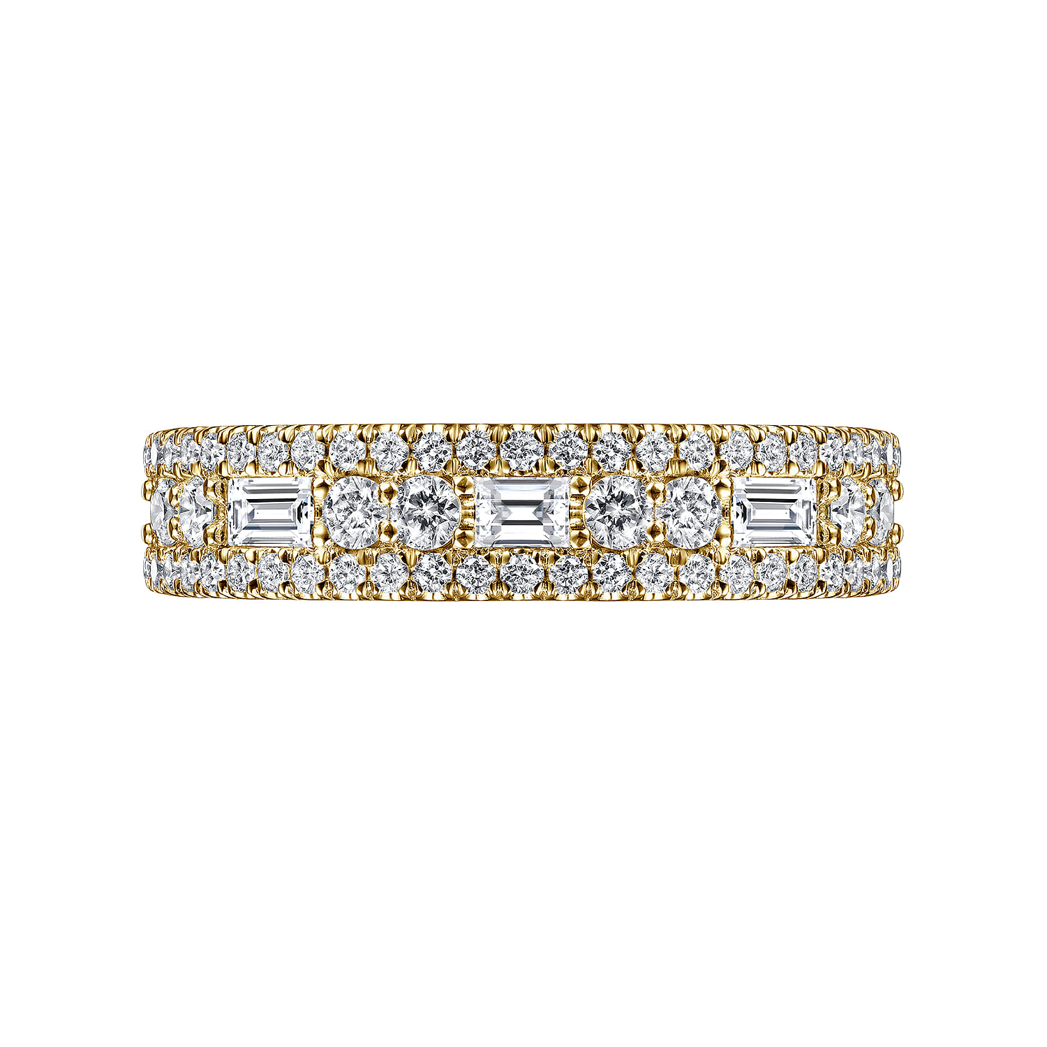 Fancy Wedding Ring in 14k Yellow Gold with Baguette Natural Diamond at Gabriel & Co. - Shot 6