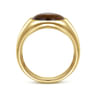Wide 14K Yellow Gold Signet Ring with Tiger Eye Stone in High Polish Finish