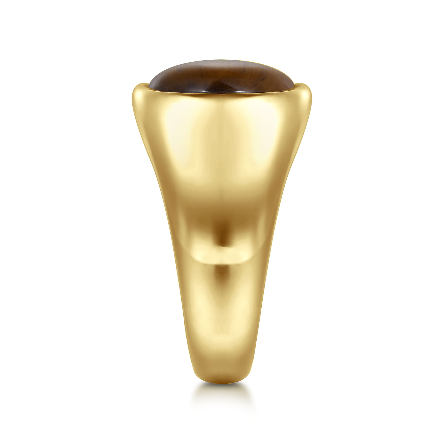 Wide 14K Yellow Gold Signet Ring with Tiger Eye Stone in High Polish Finish - Shot 4