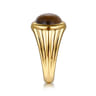 Wide 14K Yellow Gold Tiger Eye Mens Ring in High Polished Finish
