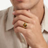 Wide 14K Yellow Gold Tiger Eye Mens Ring in High Polished Finish