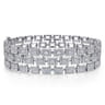 Wide 18K White Gold Round and Baguette Diamond Bracelet - 3.93 ct