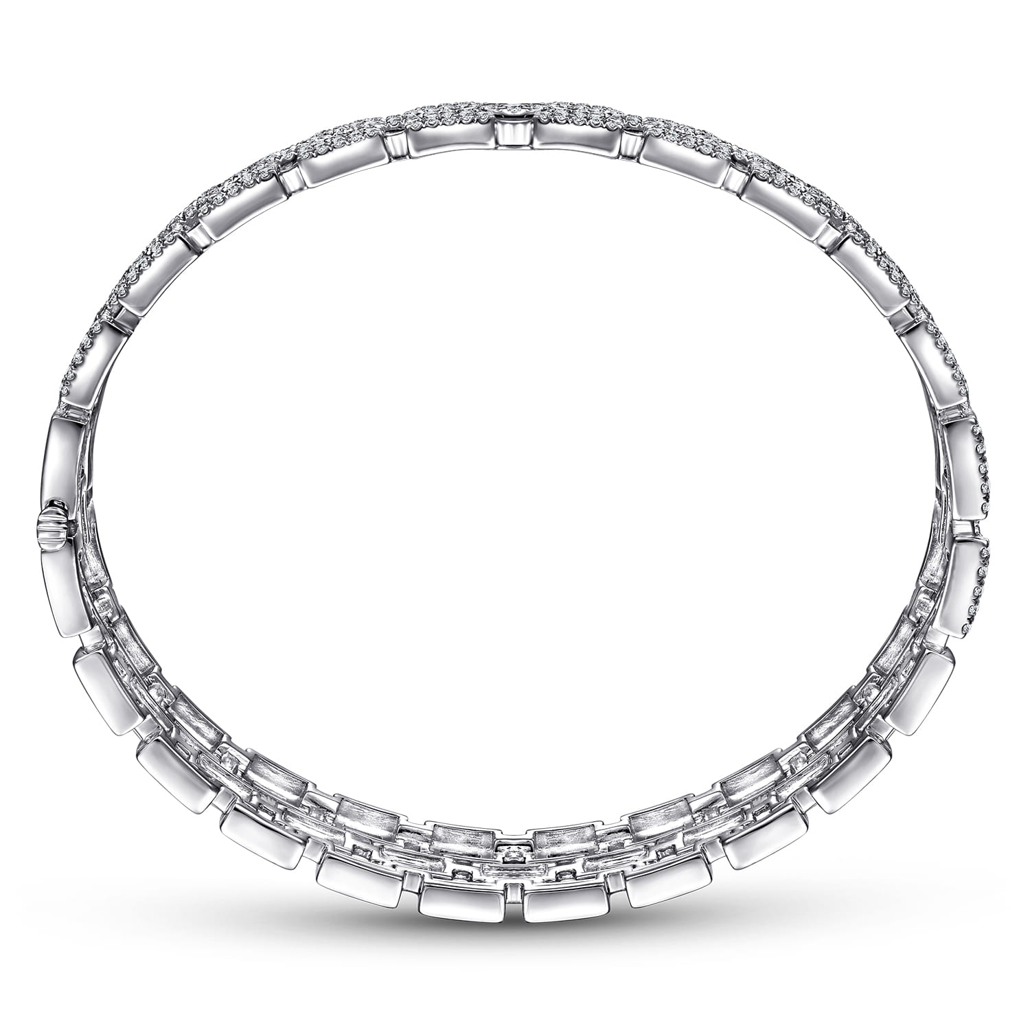 Wide 18K White Gold Round and Baguette Diamond Bracelet - 3.93 ct - Shot 3